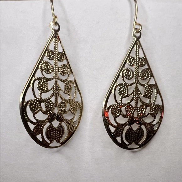 Mixit Jewelry - Filigree gold tone teardrop earrings